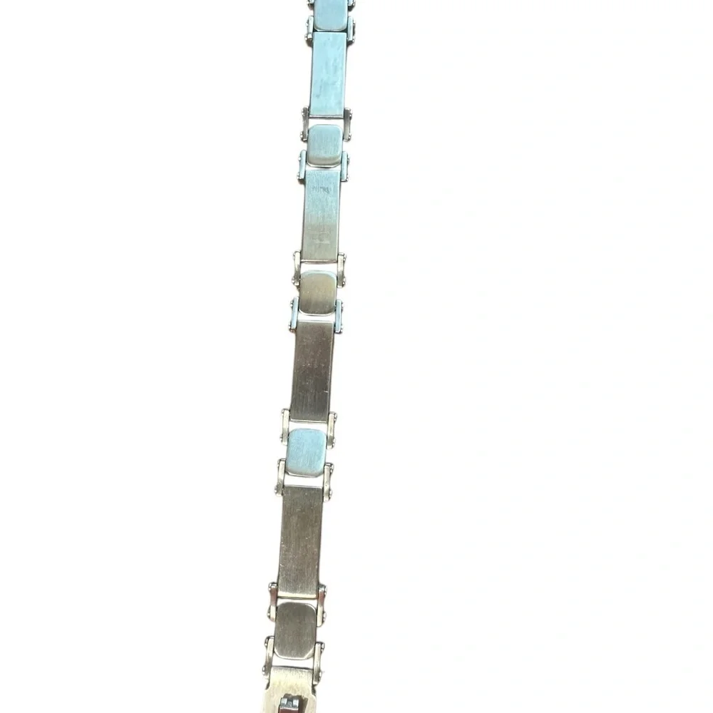 Stainless Silver and Rhinestone Cross’s  8”Men’s Bracelet